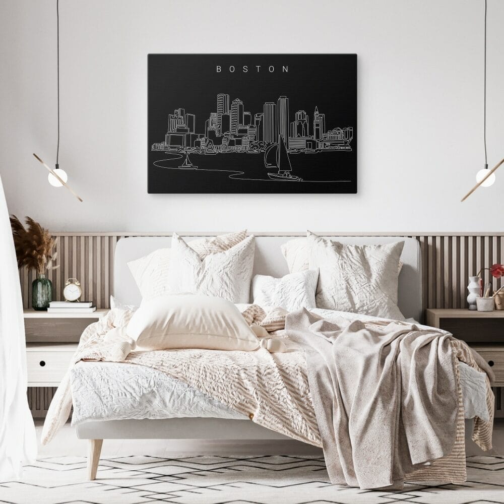East Boston Harbor Skyline Canvas Art Print - Bed Room - Dark East Boston Harbor Skyline Canvas Art Print - Bed Room - Dark
