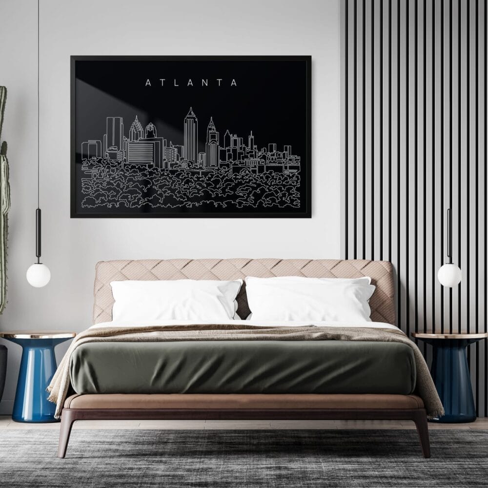 Framed Atlanta Wall Art for Bed Room - Dark Framed Atlanta Wall Art for Bed Room - Dark