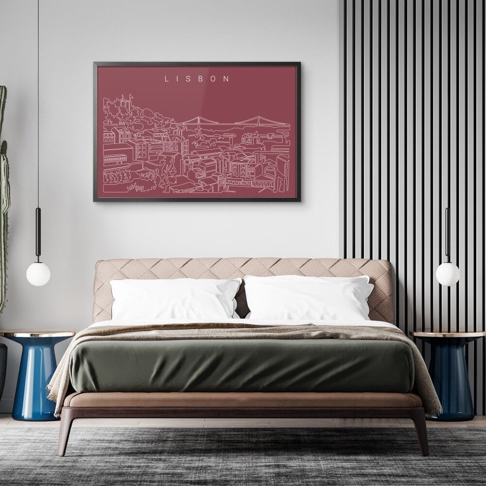 Framed Lisbon Portugal Wall Art for Bed Room - Dark Framed Lisbon Portugal Wall Art for Bed Room - Dark