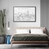 Framed Oklahoma City Skyline Wall Art for Bedroom