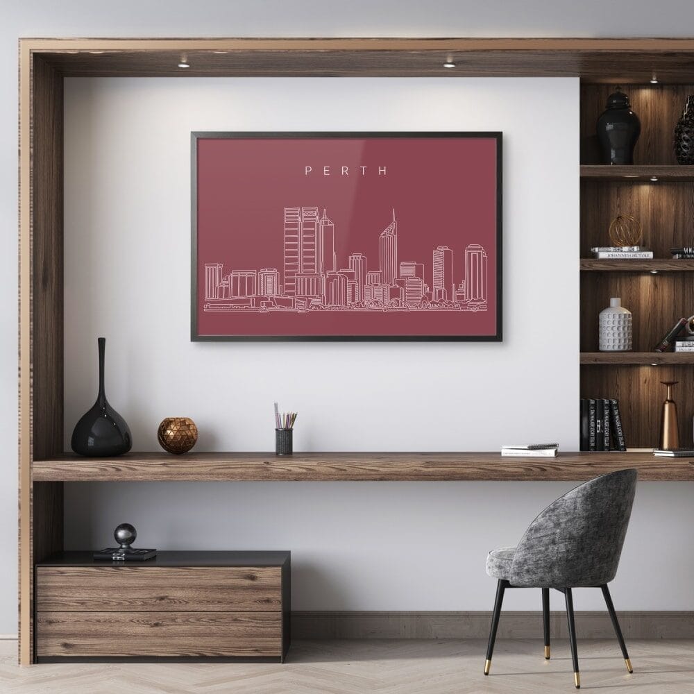 Framed Perth Australia Wall Art for Home Office - Dark Framed Perth Australia Wall Art for Home Office - Dark