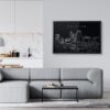 Framed Raleigh Skyline Wall Art for Living Room - Dark