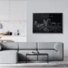 Framed Raleigh Skyline Wall Art for Living Room - Dark