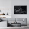 Framed Raleigh Skyline Wall Art for Living Room - Dark
