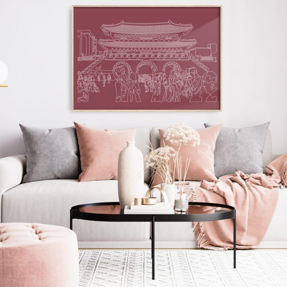 Framed Seoul Gwanghwamun Gate Wall Art for Home Office - Dark Framed Seoul Gwanghwamun Gate Wall Art for Home Office - Dark