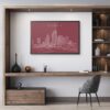 Framed Tampa Skyline Wall Art for Home Office - Dark