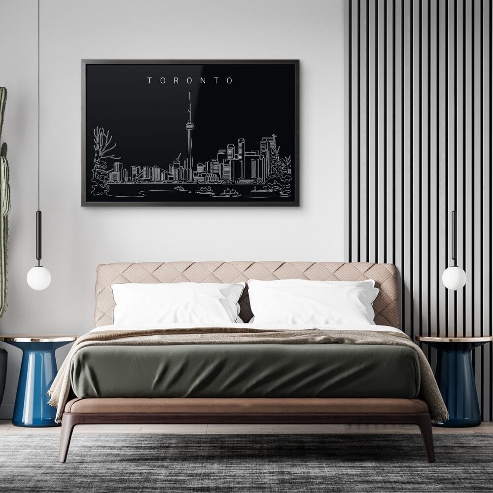 Framed Toronto Canada Wall Art for Bed Room - Dark Framed Toronto Canada Wall Art for Bed Room - Dark