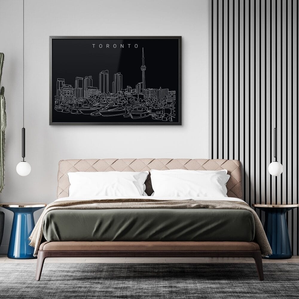 Framed Toronto Skyline Wall Art for Bed Room - Dark Framed Toronto Skyline Wall Art for Bed Room - Dark