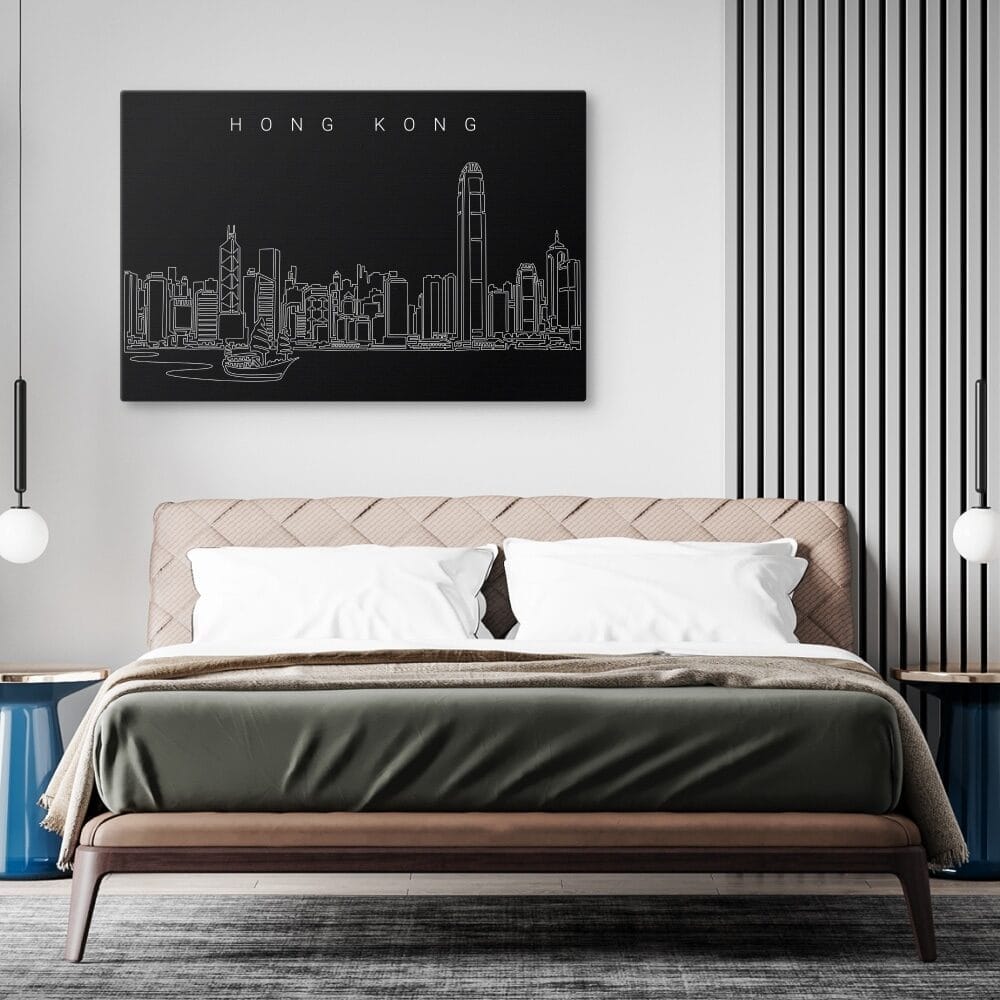 Hong Kong Skyline Canvas Art Print - Bed Room - Dark Hong Kong Skyline Canvas Art Print - Bed Room - Dark