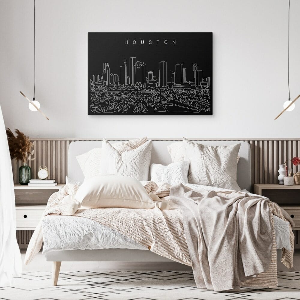 Houston TX Skyline Canvas Art Print - Bed Room - Dark Houston TX Skyline Canvas Art Print - Bed Room - Dark