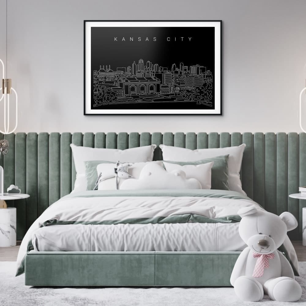 Kansas City Skyline Art Print for Bedroom - Dark Kansas City Skyline Art Print for Bedroom - Dark