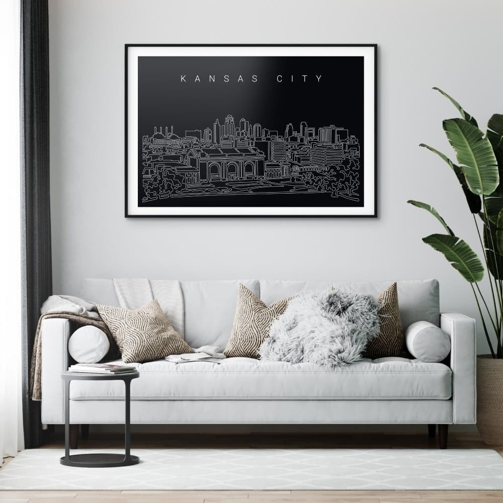 Kansas City Skyline Art Print for Living Room - Dark Kansas City Skyline Art Print for Living Room - Dark