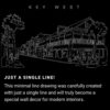 Key West Cityscape One Line Drawing Art - Dark