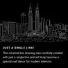 Kuala Lumpur Skyline One Line Drawing Art - Dark