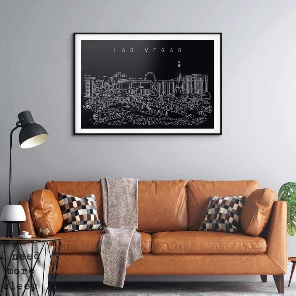 Las Vegas Skyline Art Print for Living Room - Dark-1 Las Vegas Skyline Art Print for Living Room - Dark-1