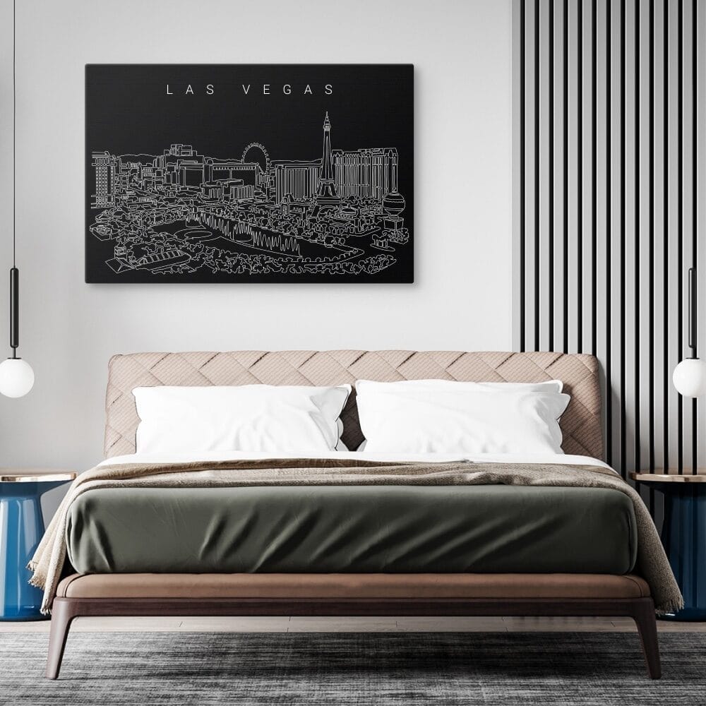 Las Vegas Skyline Canvas Art Print - Bed Room - Dark Las Vegas Skyline Canvas Art Print - Bed Room - Dark