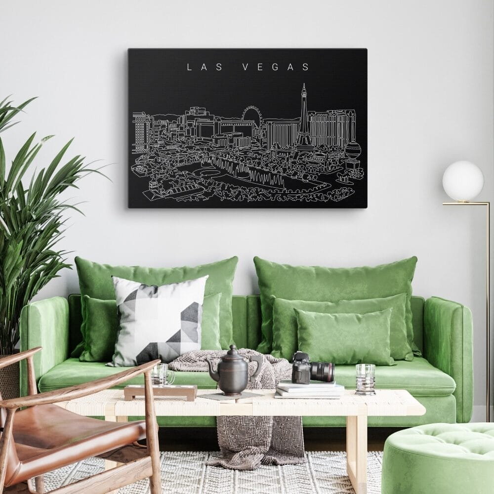 Las Vegas Skyline Canvas Art Print - Living Room - Dark Las Vegas Skyline Canvas Art Print - Living Room - Dark