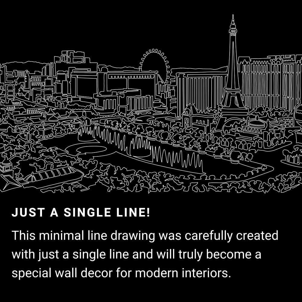 Las Vegas skyline One Line Drawing Art - Dark Las Vegas skyline One Line Drawing Art - Dark