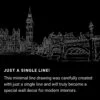 London Skyline One Line Drawing Art - Dark
