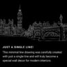 London Skyline One Line Drawing Art - Dark