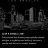 Los Angeles Skyline One Line Drawing Art - Dark