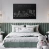 Manchester Skyline Canvas Art Print - Bed Room - Dark