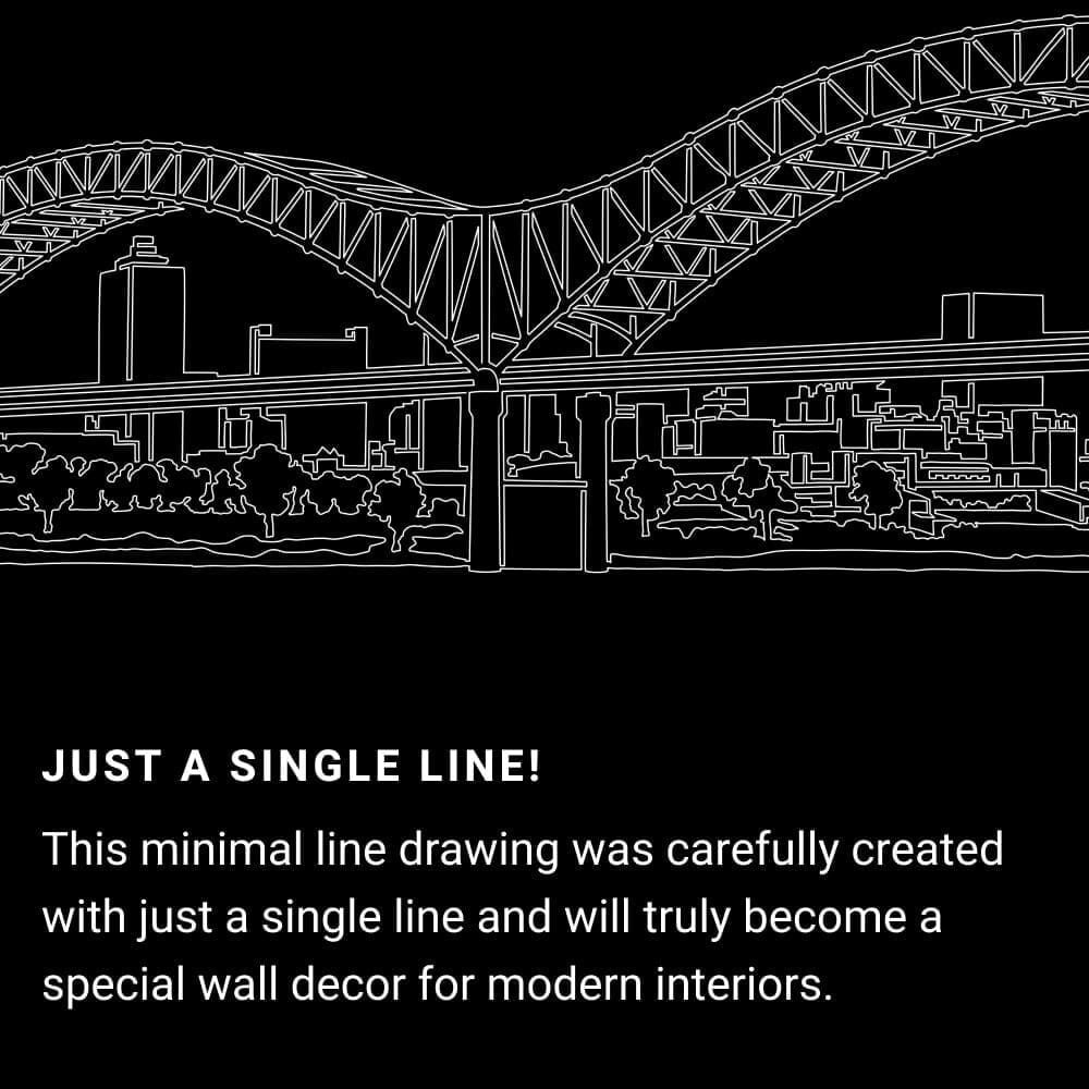 Memphis Skyline One Line Drawing Art - Dark Memphis Skyline One Line Drawing Art - Dark