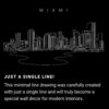 Miami Skyline One Line Drawing Art - Dark
