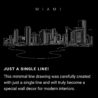 Miami Skyline One Line Drawing Art - Dark