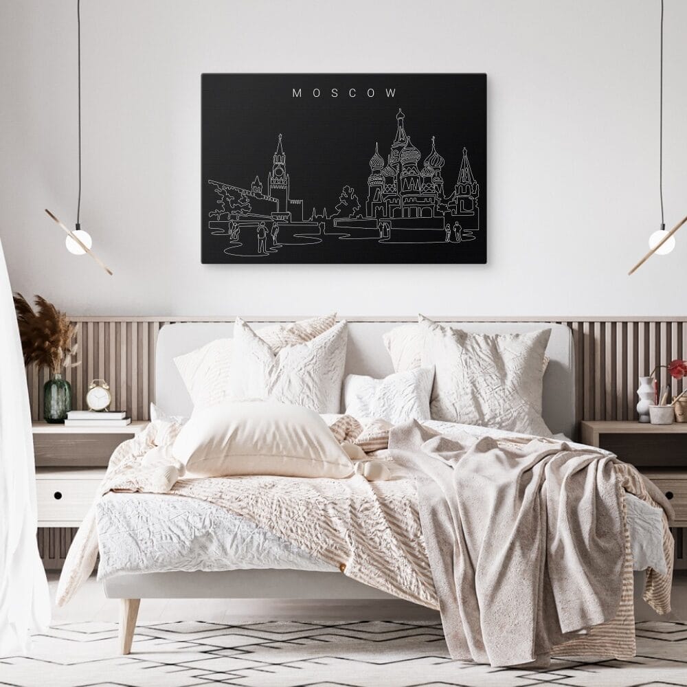 Moscow Russia Canvas Art Print - Bed Room - Dark Moscow Russia Canvas Art Print - Bed Room - Dark