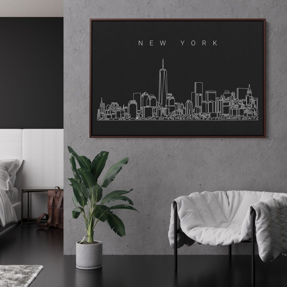 New York City Skyline Canvas Art Print - Hallway - Dark New York City Skyline Canvas Art Print - Hallway - Dark