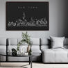 New York City Skyline Canvas Art Print - Living Room - Dark