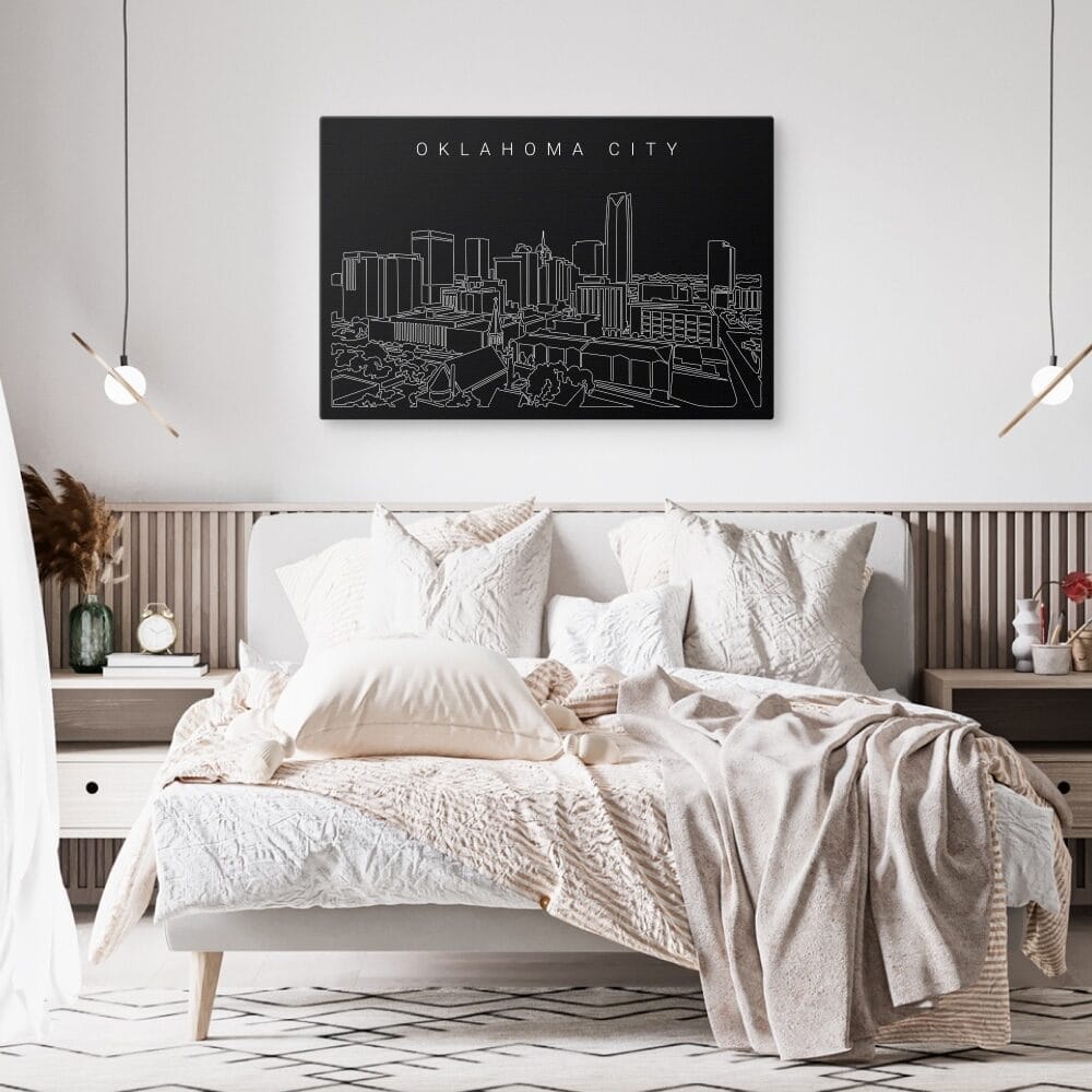 Oklahoma City Skyline Canvas Art Print - Bed Room - Dark Oklahoma City Skyline Canvas Art Print - Bed Room - Dark