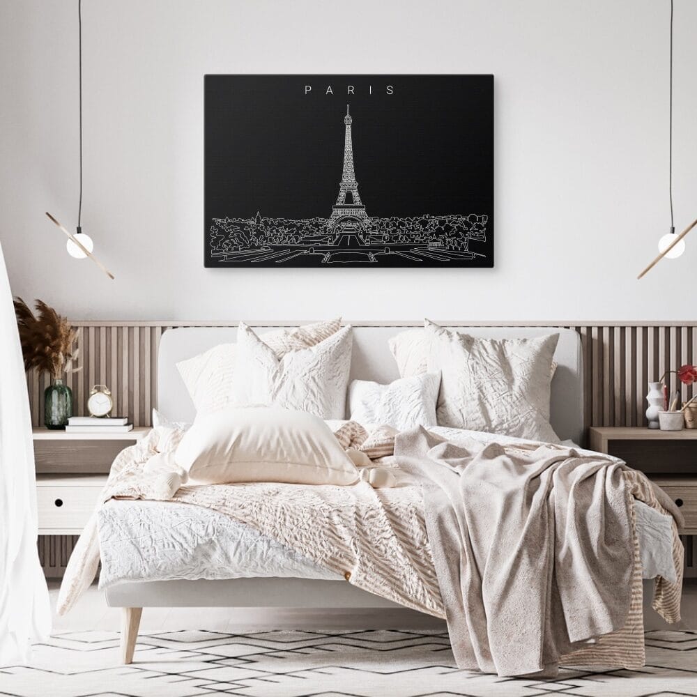 Paris Skyline Canvas Art Print - Bed Room - Dark Paris Skyline Canvas Art Print - Bed Room - Dark