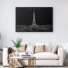 Paris Skyline Canvas Art Print - Living Room - Dark