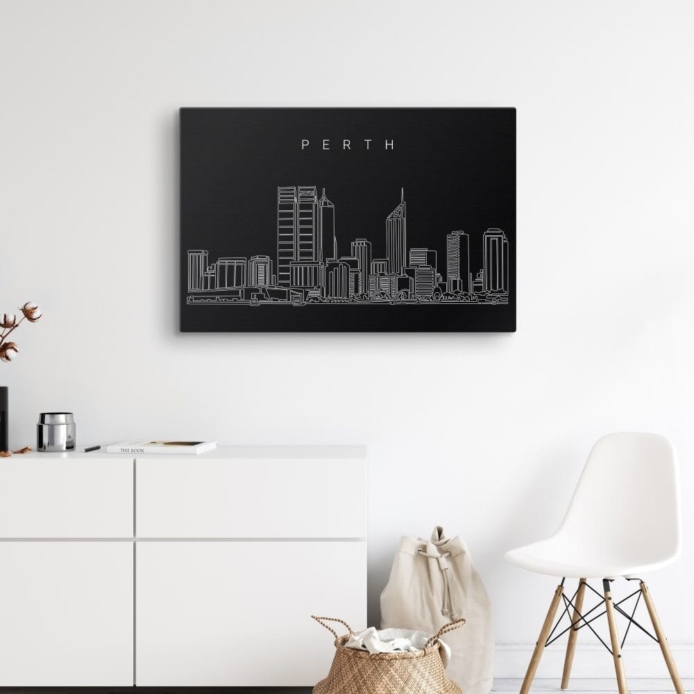 Perth Skyline Canvas Art Print - Hallway - Dark Perth Skyline Canvas Art Print - Hallway - Dark