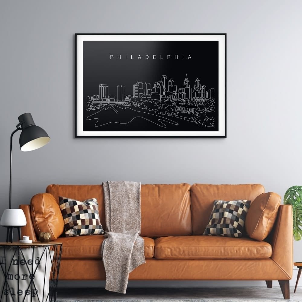 Philadelphia Skyline Art Print for Living Room - Dark Philadelphia Skyline Art Print for Living Room - Dark