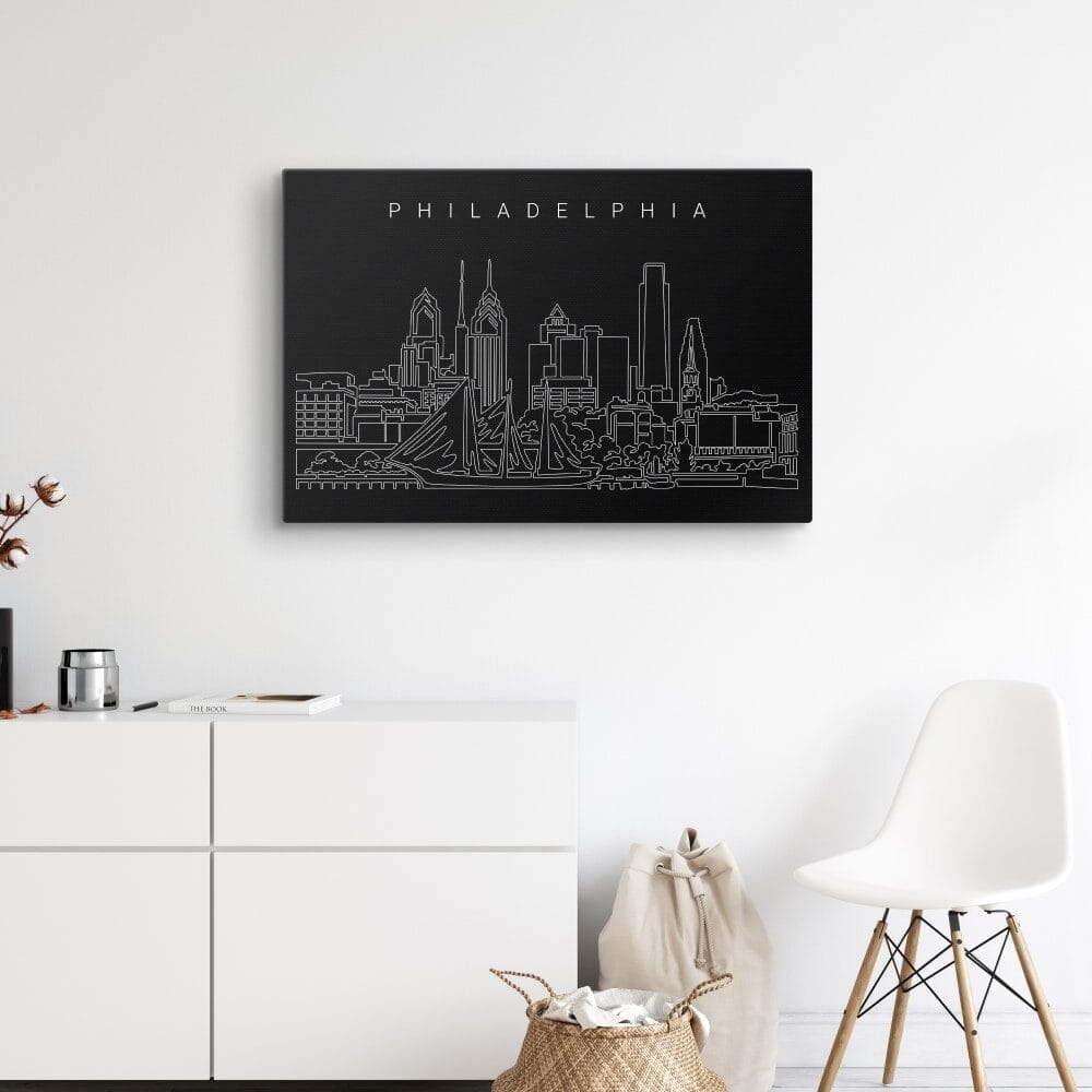 Philadelphia Skyline Canvas Art Print - Hallway - Dark Philadelphia Skyline Canvas Art Print - Hallway - Dark