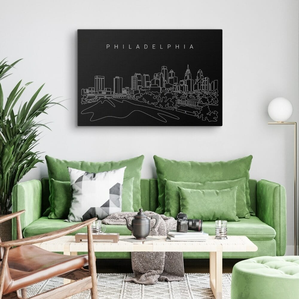 Philadelphia Skyline Canvas Art Print - Living Room - Dark Philadelphia Skyline Canvas Art Print - Living Room - Dark