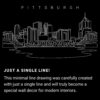 Pittsburgh Skyline One Line Drawing Art - Dark