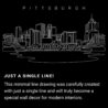 Pittsburgh Skyline One Line Drawing Art - Dark
