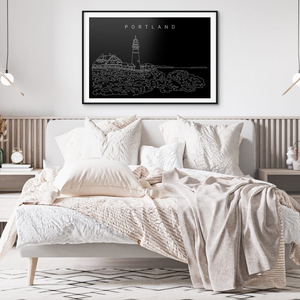 Portland Maine Art Print for Bedroom - Dark Portland Maine Art Print for Bedroom - Dark