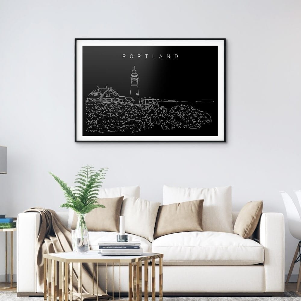 Portland Maine Art Print for Living Room - Dark Portland Maine Art Print for Living Room - Dark