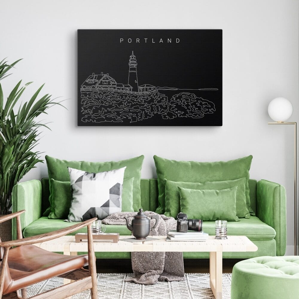 Portland Maine Canvas Art Print - Living Room - Dark Portland Maine Canvas Art Print - Living Room - Dark