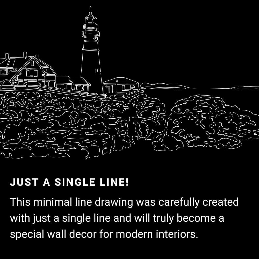 Portland Maine One Line Drawing Art - Dark Portland Maine One Line Drawing Art - Dark