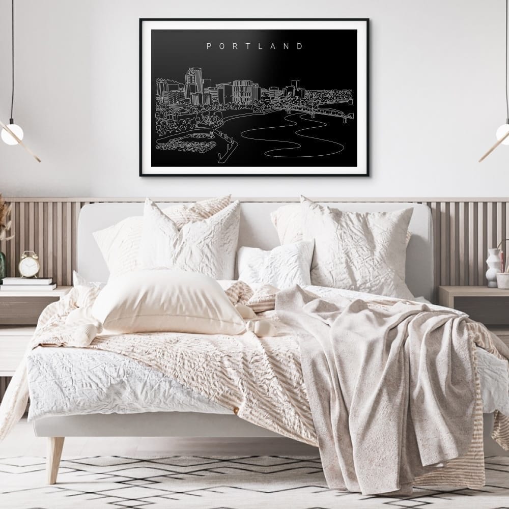 Portland Oregon Skyline Art Print for Bedroom - Dark Portland Oregon Skyline Art Print for Bedroom - Dark