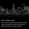 Providence Skyline One Line Drawing Art - Dark