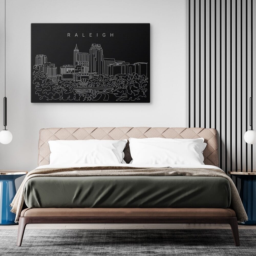 Raleigh Skyline Canvas Art Print - Bed Room - Dark Raleigh Skyline Canvas Art Print - Bed Room - Dark