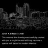Raleigh Skyline One Line Drawing Art - Dark