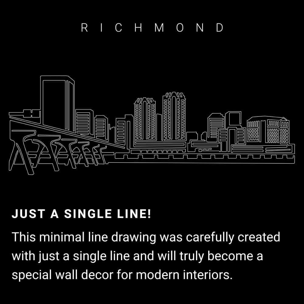 Richmond Skyline One Line Drawing Art - Dark Richmond Skyline One Line Drawing Art - Dark